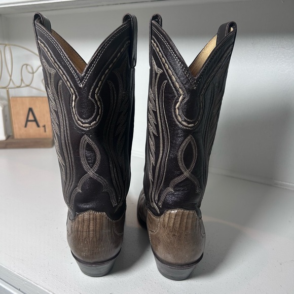 Vintage Justin Lizard Skin Cowboy Boots Women's 7B Brown Western Exotic Leather - Picture 6 of 8